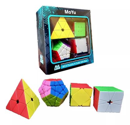 Imagem de Kit 4 Cubos Mágicos Moyu Profissional Colorido Alta Qualidad
