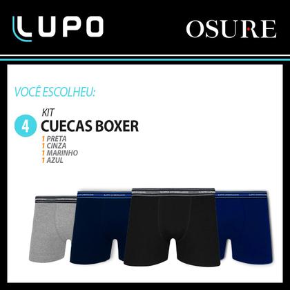 Imagem de Kit 4 Cuecas Boxer Lupo Original Em Algodão Adulto Box Masculina Confortavel Atacado 523