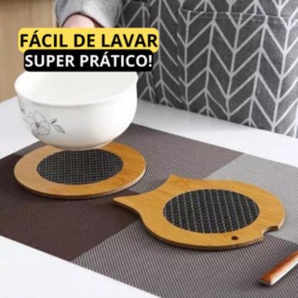 Imagem de Kit 4 Descanso de Panela estilo Bambu Hexagonal Protege sua Mesa e Bancada