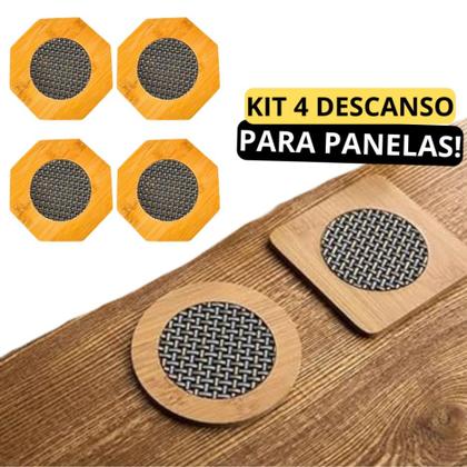 Imagem de Kit 4 Descanso de Panela estilo Bambu Hexagonal Protege sua Mesa e Bancada