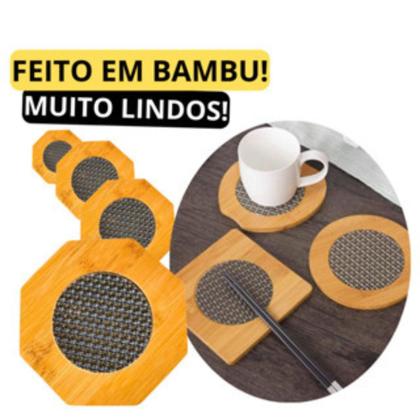 Imagem de Kit 4 Descanso de Panela estilo Bambu Hexagonal Protege sua Mesa e Bancada