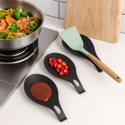 Imagem de Kit 4 Descanso de Silicone Apoio de Colher Talheres Utensílios de Cozinha Bancada Fogão Uny Home