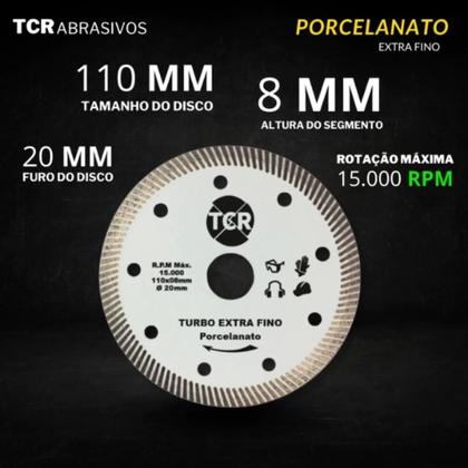 Imagem de Kit 4 Discos Para Makita De Corte Diamantado Porcelanato 110mmx20mm Turbo Extra Fino