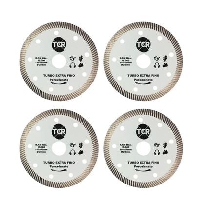 Imagem de Kit 4 Discos Para Makita De Corte Diamantado Porcelanato 110mmx20mm Turbo Extra Fino