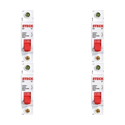 Imagem de Kit 4 Disjuntores Monopolar 20A Curva C Steck SDD61C20