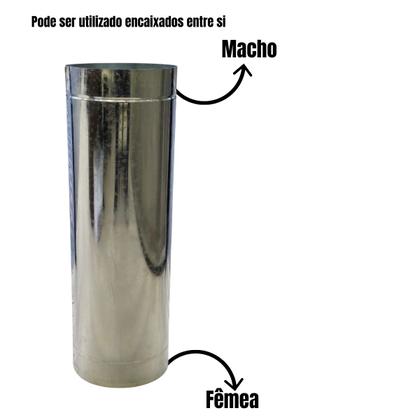 Imagem de Kit 4 Duto 8 Galvanizado 60cm Chaminé Churrasqueira Qualida