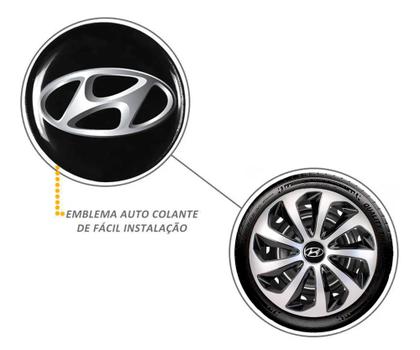 Imagem de Kit 4 Emblema Resinado Hyundai Calota 48mm