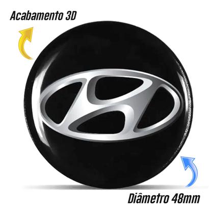 Imagem de Kit 4 Emblema Resinado Hyundai Calota 48mm