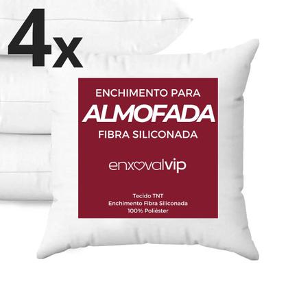 Imagem de Kit 4 Enchimentos de Almofada 45x45 Fibra Siliconada Super Macio Cheio Confortáveç