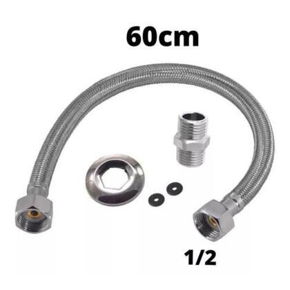 Imagem de Kit 4 Engate Flexível Trançado Aço Inox 60cm Quente Fria