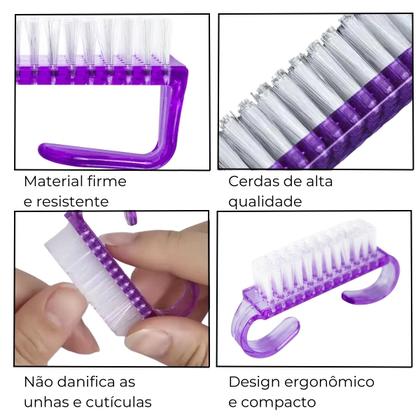 Imagem de Kit 4 Escovinhas Manicure Pedicure Limpeza Higiene de Unhas Nail Art Nail Designer SPA dos Pes Cuidados com as Unhas Higienização