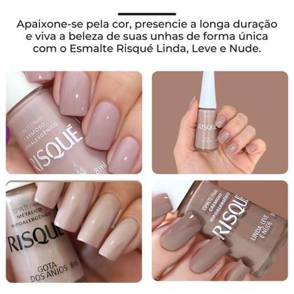Imagem de Kit 4 Esmalte Risque Tons Nudes Cremoso Hipoalergênico