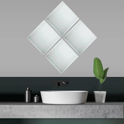 Imagem de Kit 4 Espelho Bisote Sala Banheiro 20x20 Lapidado Quadrado