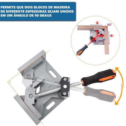 Imagem de Kit 4 Esquadro Grampo Marcenaria Morsa Angular Aperto 90 Graus
