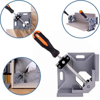 Imagem de Kit 4 Esquadro Grampo Marcenaria Morsa Angular Aperto 90 Graus