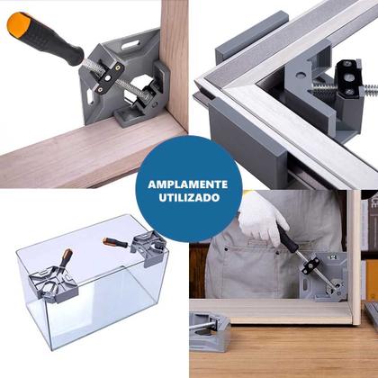 Imagem de Kit 4 Esquadro Grampo Marcenaria Morsa Angular Aperto 90 Graus