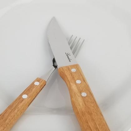 Imagem de Kit 4 Facas Jumbo de Churrasco Laradore Inox e Cabo Madeira