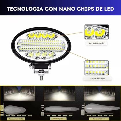 Imagem de Kit 4 Farol Led Oval 144w 12v 24v Linha Pesada Caminhão Trator Colheitadeira 