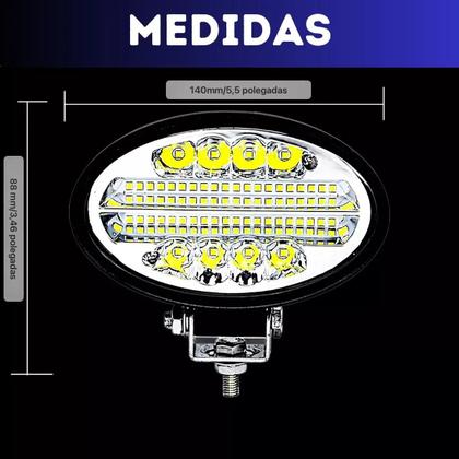 Imagem de Kit 4 Farol Led Oval 144w 12v 24v Linha Pesada Caminhão Trator Colheitadeira 