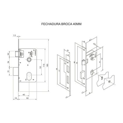 Imagem de Kit 4 Fechadura - 2 Interna + 2 WC Colonial Alavanca - MGM