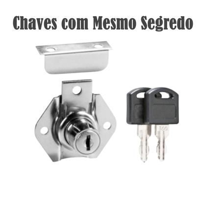 Imagem de Kit 4 Fechaduras 22mm ou 31mm Mesmo Segredo Portas Gavetas