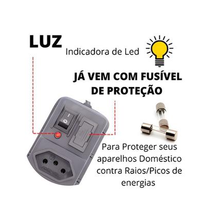 Imagem de Kit 4 Filtro de Linha 5 Tomadas Régua de Tomada com Fusível Extensão Elétrica Bivolt Tripolar
