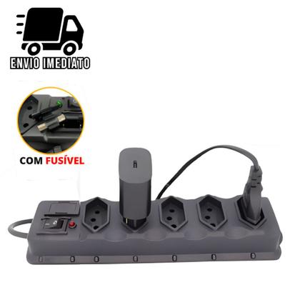 Imagem de Kit 4 Filtro de Linha 5 Tomadas Régua de Tomada com Fusível Extensão Elétrica Bivolt Tripolar