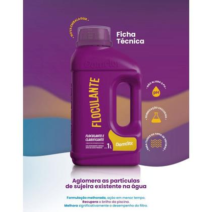 Imagem de Kit 4 Floculante e Clarificante DomClor 1L Limpeza Piscina