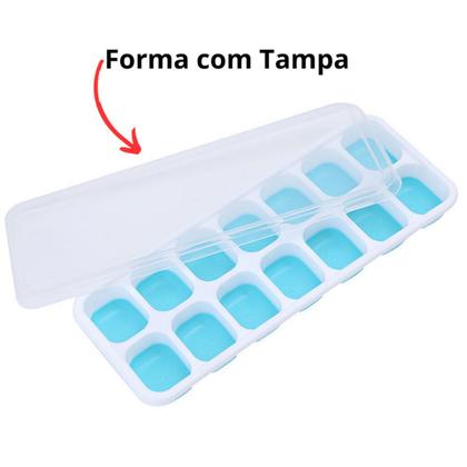 Imagem de Kit 4 Forma De Gelo Com Tampa Rígida Fundo Silicone Flexível 14 Cubos Retangular Lavável Forminhas Multiuso Papinha Temperos Ice