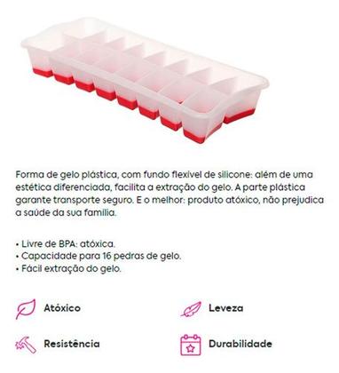 Imagem de Kit 4 Forma De Gelo Flexível Com Fundo De Silicone 16 Cubos Sanremo