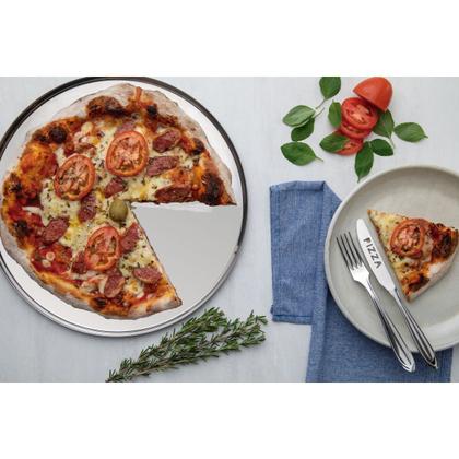 Imagem de Kit 4 Formas Assadeiras Pizza Tramontina Inox 35cm Torta Pão