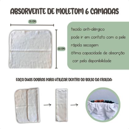 Imagem de Kit 4 Fralda Ecológica Reutilizável De Pano + 4 Absorvente