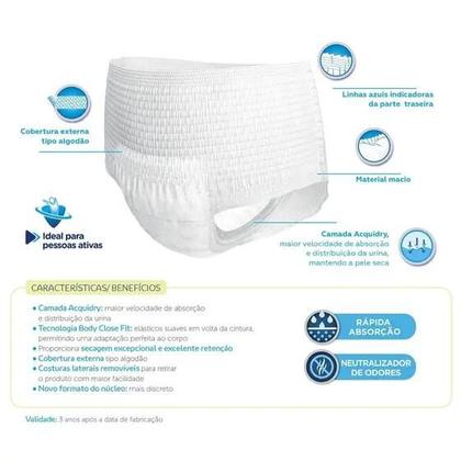 Imagem de KIT 4 Fraldas Descartável Geriátrica/Adulto Tena Pants Confort Branco Tamanho G/XG C/ 16 Un