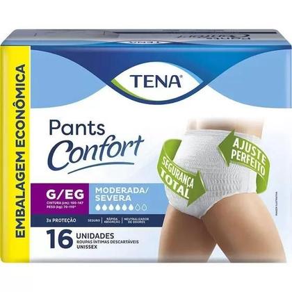 Imagem de KIT 4 Fraldas Descartável Geriátrica/Adulto Tena Pants Confort Branco Tamanho G/XG C/ 16 Un