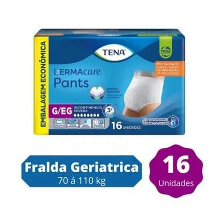 Imagem de KIT 4 Fraldas Descrtável Geriátrica/Adulto Tena Pants Dermacare Tamanho G/XG C/ 16 Unidades