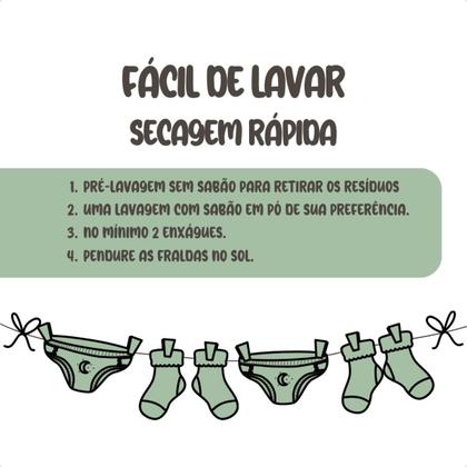 Imagem de Kit 4 Fraldas Ecológicas Reutilizáveis De Pano Ajustáveis