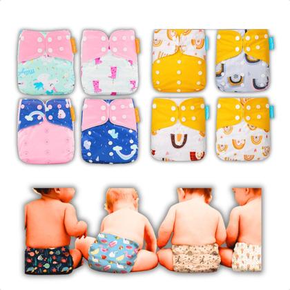 Imagem de Kit 4 Fraldas Ecológicas Reutilizáveis De Pano Ajustáveis