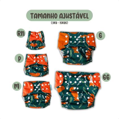 Imagem de Kit 4 Fraldas Ecológicas Reutilizáveis De Pano Ajustáveis