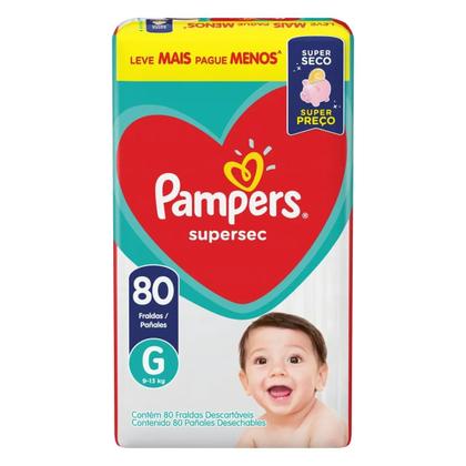 Imagem de Kit 4 Fraldas Pampers Infantil Supersec G com 80 unidades