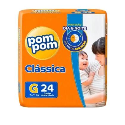 Imagem de KIT 4 Fraldas Pom Pom Clássica Jumbo Tamanho G C/ 24 unidades