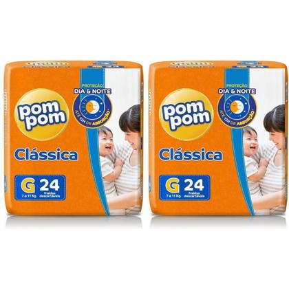 Imagem de KIT 4 Fraldas Pom Pom Clássica Jumbo Tamanho G C/ 24 unidades