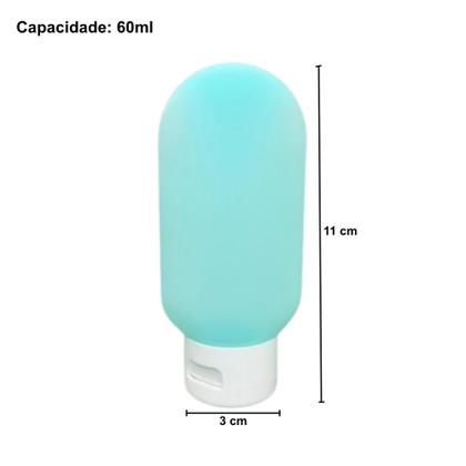 Imagem de Kit 4 Frascos Silicone 60ml Para Viagem Portátil Shampoo Creme Cosméticos Recipiente Reutilizável