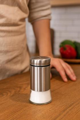 Imagem de Kit 4 galheteiro condimento saleiro de vidro inox 120 ml