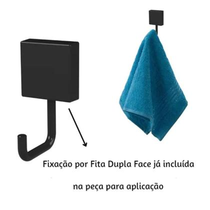 Imagem de Kit 4 Gancho Preto Organizador Multifuncional Para Banheiro