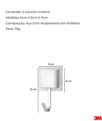 Imagem de Kit 4 Ganchos Cabideiro Porta Toalha De Rosto Parede Banheiro 3m