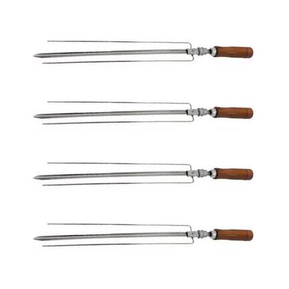 Imagem de Kit 4 Garfos Duplo com Trava Inox para Espeto Simples 6mm