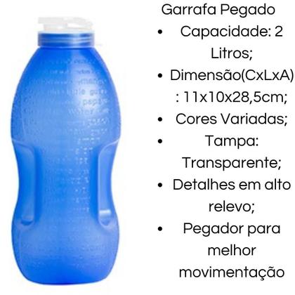 Imagem de Kit 4 Garrafa de Agua Para Geladeira 2L Com Pegador Várias Cores 2 Litros ArcaPlast Modelo Frutas