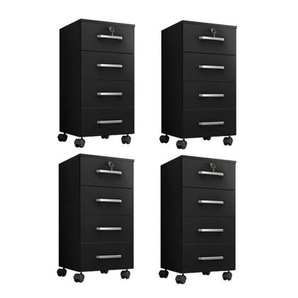 Imagem de Kit 4 Gaveteiros 4 Gavetas com Rodízios e Chave Gávea