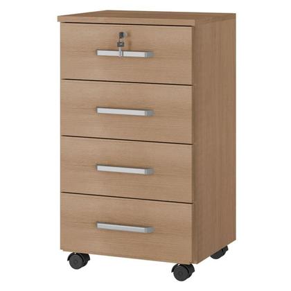Imagem de Kit 4 Gaveteiros para Escritório Gávea com Chave e 4 Livreiros Office Portas Pequenas Freijó Fosco  Móveis Leão
