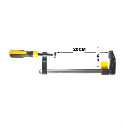 Imagem de Kit 4 Grampos Carpinteiro Tipo F Sargento 200X50Mm 8 Pol